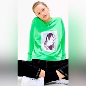 ZGY Denim Oversized Graphic Sweatshirt Size Large NWT